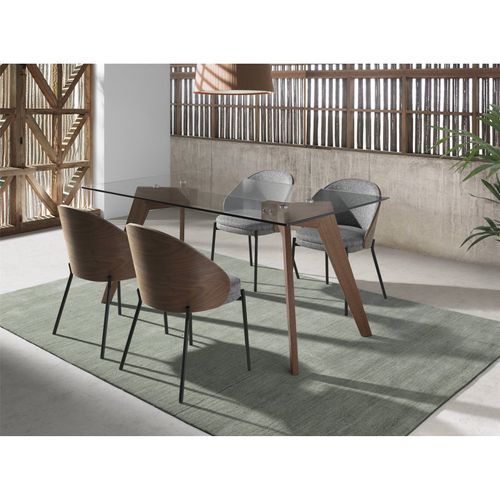 Chaise Design Angel Cerda En Noyer Et Tissu Gris