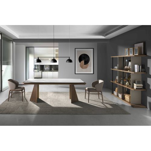 Table à Dîner Design Marbre Et Noyer Angel Cerda