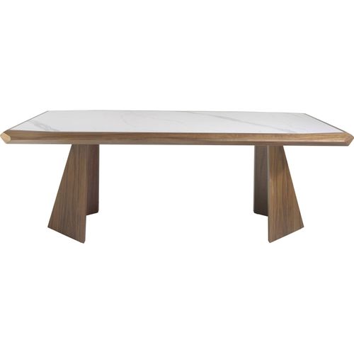 Table à Dîner Design Marbre Et Noyer Angel Cerda
