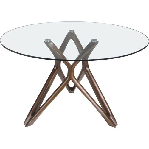 Table Ronde Angel Cerda En Verre Et Bois Noyer