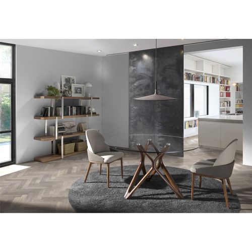 Table Ronde Angel Cerda En Verre Et Bois Noyer