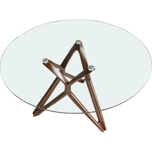 Table Ronde Verre Trempé Et Pieds Noyer Angel Cerda