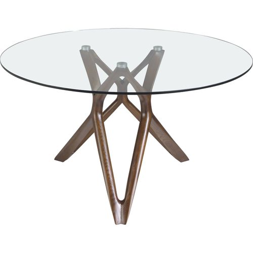 Table Ronde Verre Trempé Et Pieds Noyer Angel Cerda