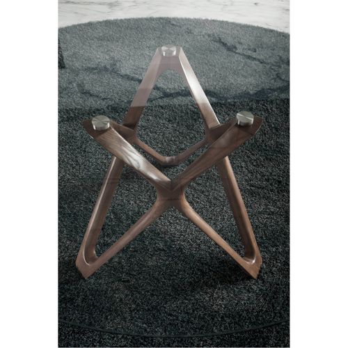 Table Ronde Verre Trempé Et Pieds Noyer Angel Cerda