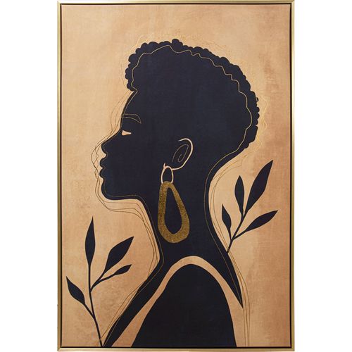 Tableau Portrait Siluetac Élégant En Bois Doré - 80 X 120 Cm