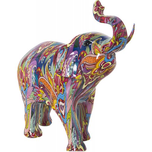 Sculpture Éléphant Coloré En Résine Pour Déco Intérieure