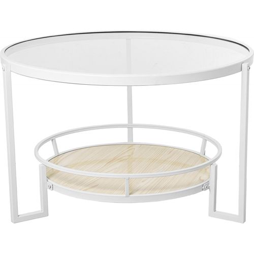 Table Basse Design Métal Blanc Et Bois Élégant