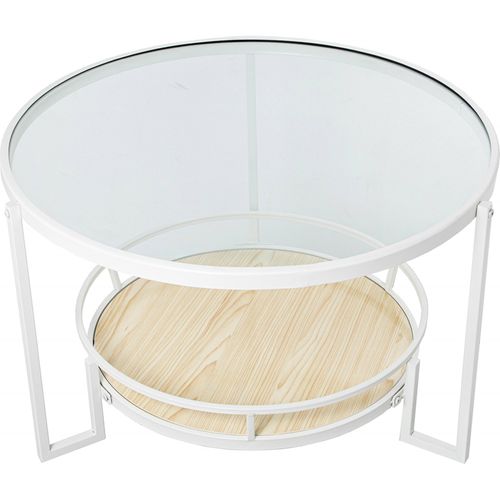 Table Basse Design Métal Blanc Et Bois Élégant