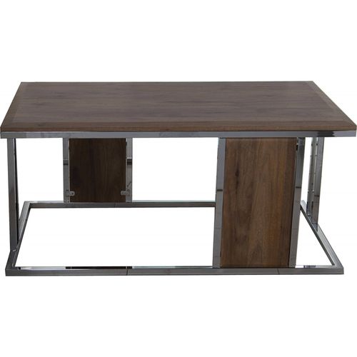 Table Basse Design En Noyer Avec Pieds En Métal