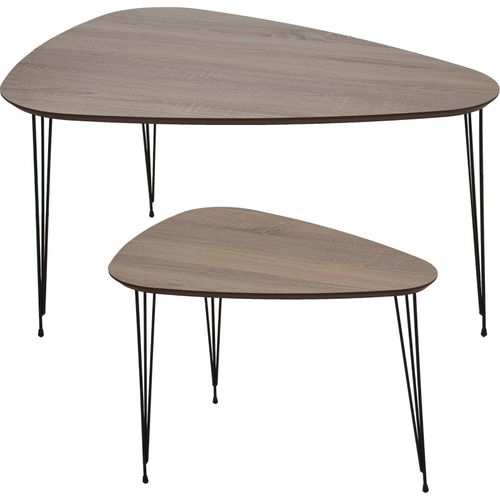 Table Gigogne Élégance Bois Naturel Et Pieds Métal