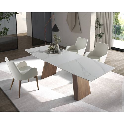 Table Extensible Ovale Angel Cerda Marbre Blanc