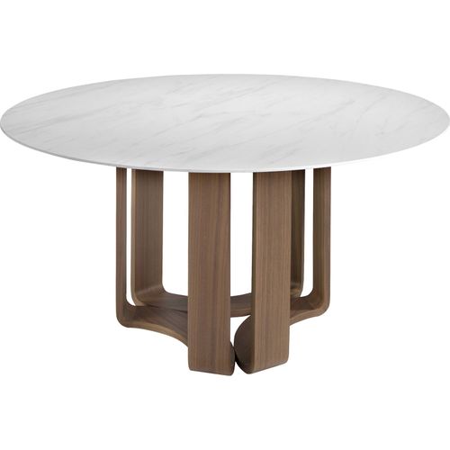 Table Ronde Angel Cerda Marbre Et Noyer