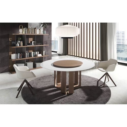 Table Ronde Angel Cerda Marbre Et Noyer