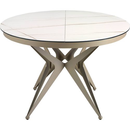 Table Repas Extensible Ronde Angel Cerda Design Marbré Blanc Et Or