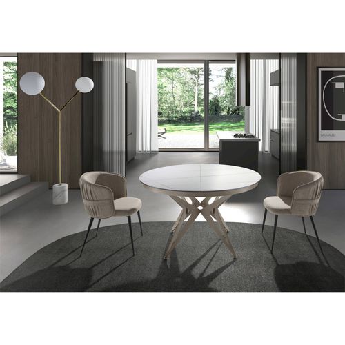 Table Repas Extensible Ronde Angel Cerda Design Marbré Blanc Et Or