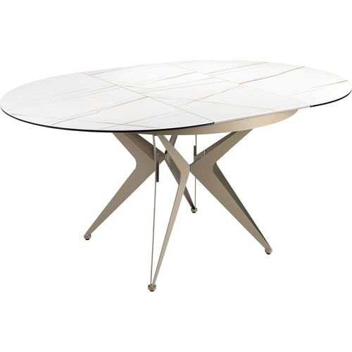 Table Repas Extensible Ronde Angel Cerda Design Marbré Blanc Et Or