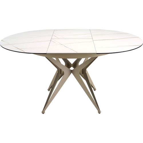 Table Repas Extensible Ronde Angel Cerda Design Marbré Blanc Et Or