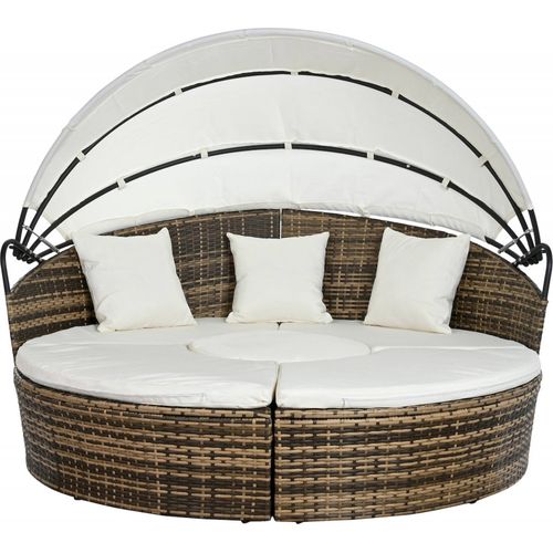 Bain De Soleil Tressé Blanc Élégant Pour Jardin