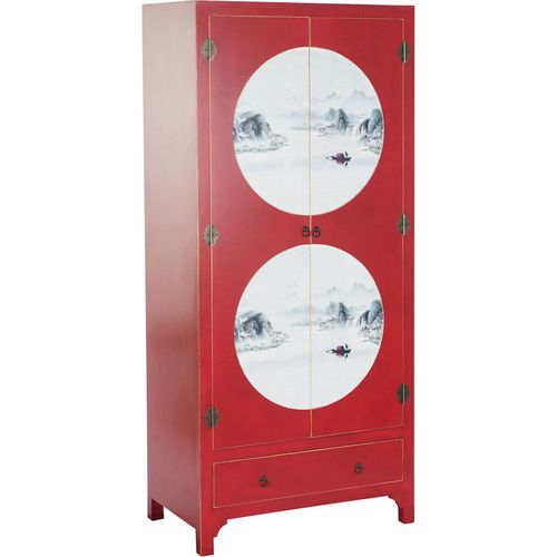 Armoire Bois Rouge Élégant Pour Salon Intérieur Chic