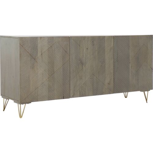 Buffet Chic En Métal Doré Et Finitions Grises