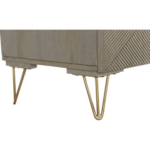 Buffet Chic En Métal Doré Et Finitions Grises