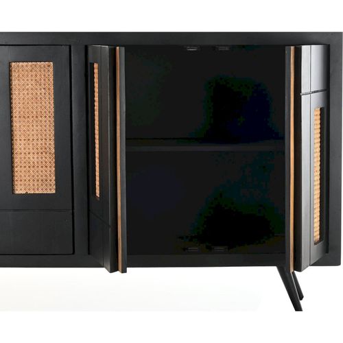 Buffet Élégant En Rotin Et Métal Pour Salon Chic