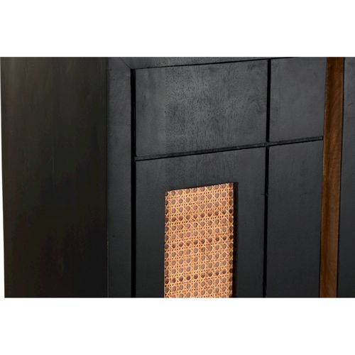 Buffet Élégant En Rotin Et Métal Pour Salon Chic