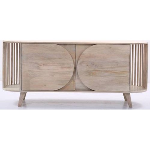 Buffet Épuré Blanc En Bois De Mangue Pour Salon Élégant