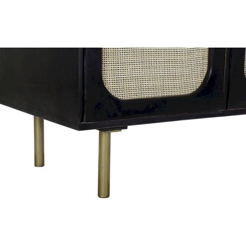 Buffet Rotin Noir Élégance Dorée Pour Salon Chic