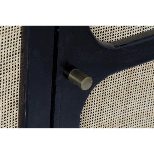 Buffet Rotin Noir Élégance Dorée Pour Salon Chic