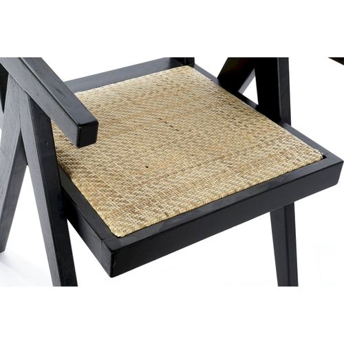 Chaise Cuisine Design Élégance Rotin Noir Et Naturel