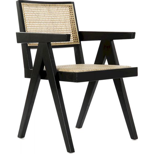 Chaise Cuisine Design Élégance Rotin Noir Et Naturel