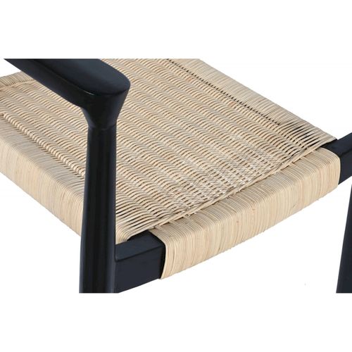 Chaise Cuisine Élégante En Rotin Et Teck Noir
