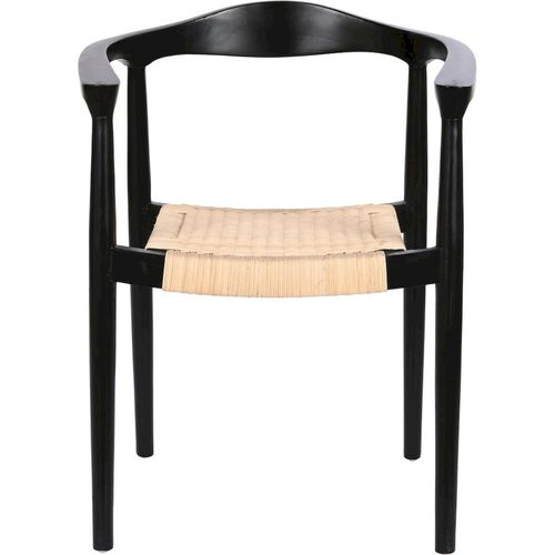 Chaise Cuisine Élégante En Rotin Et Teck Noir