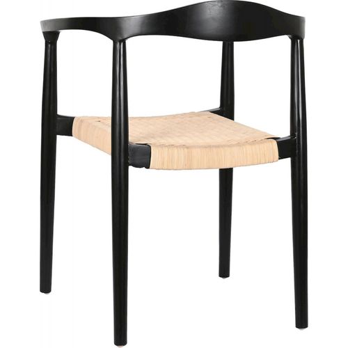 Chaise Cuisine Élégante En Rotin Et Teck Noir