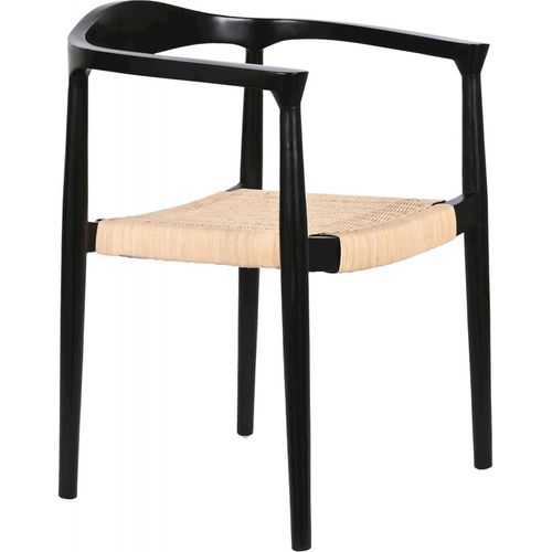 Chaise Cuisine Élégante En Rotin Et Teck Noir