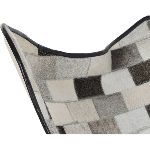 Chaise Papillon En Cuir Blanc Et Noir Élégante