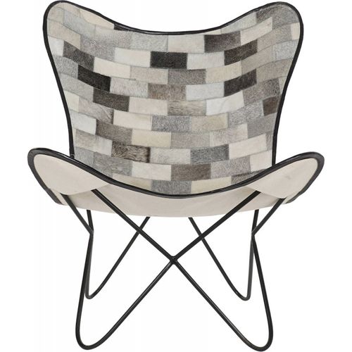 Chaise Papillon En Cuir Blanc Et Noir Élégante