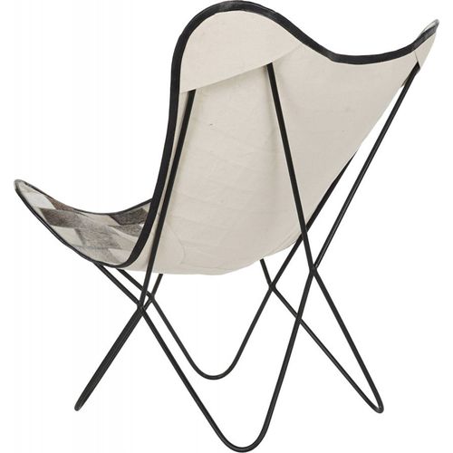 Chaise Papillon En Cuir Blanc Et Noir Élégante
