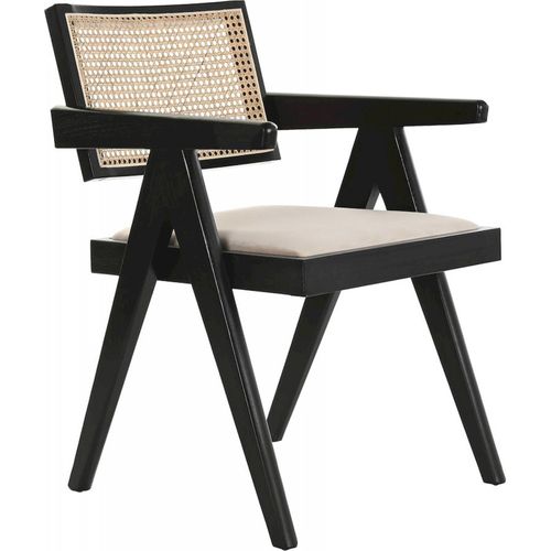 Chaise De Cuisine Chic En Orme Et Rotin Noir