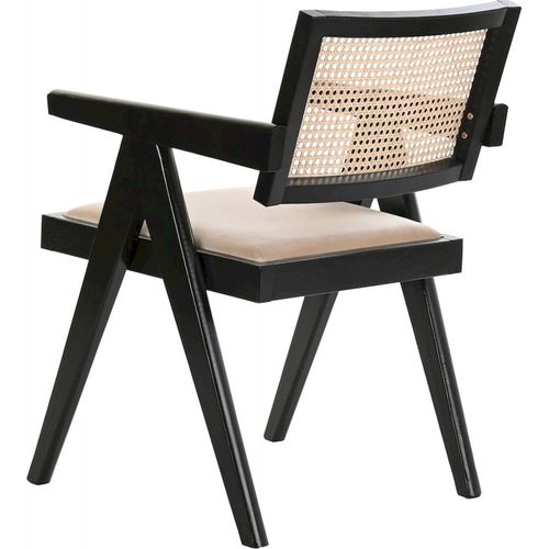 Chaise De Cuisine Chic En Orme Et Rotin Noir