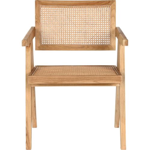 Chaise De Cuisine Élégante En Rotin Et Teck Naturel