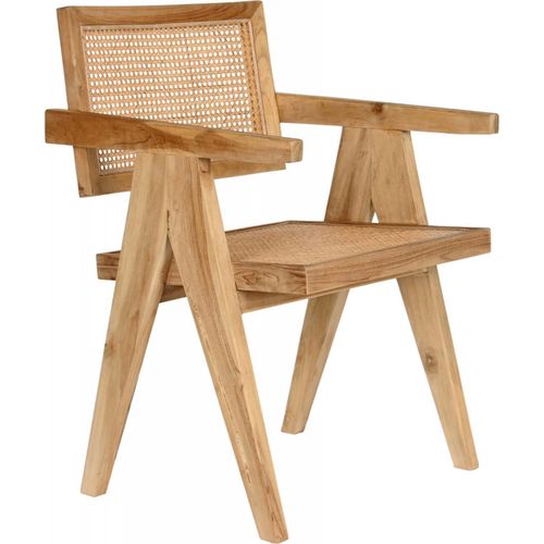 Chaise De Cuisine Élégante En Rotin Et Teck Naturel