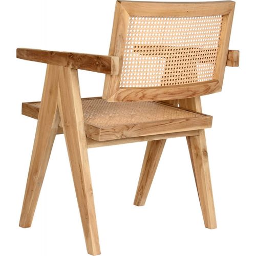 Chaise De Cuisine Élégante En Rotin Et Teck Naturel