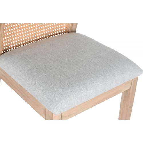 Chaise De Cuisine Élégante En Polyester Gris Et Bois