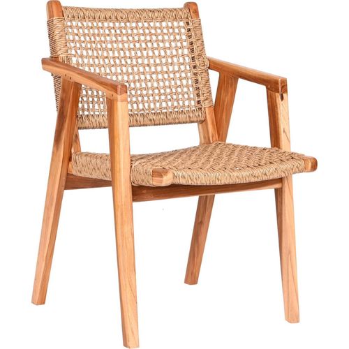 Chaise De Cuisine Élégante En Teck Et Rotin Tressé