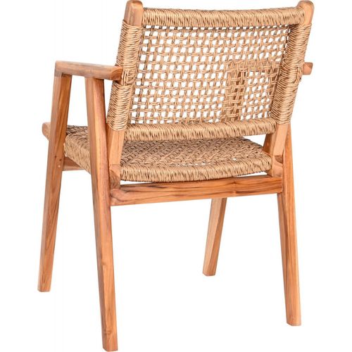 Chaise De Cuisine Élégante En Teck Et Rotin Tressé