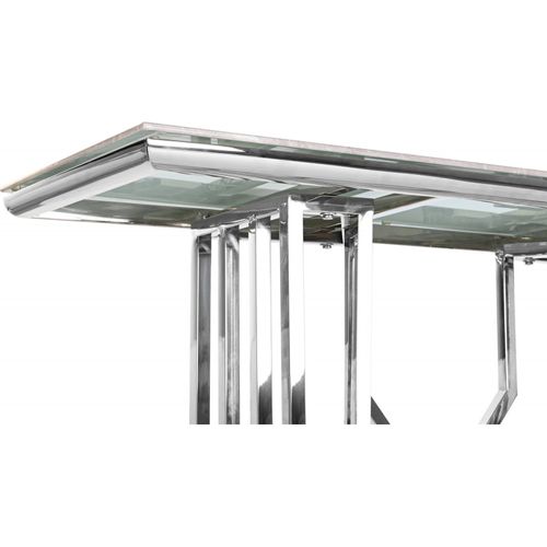 Console Design Élégant En Verre Et Métal Pour Salon Chic