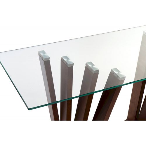 Console Élégance Verre Et Noyer Pour Salon Chic