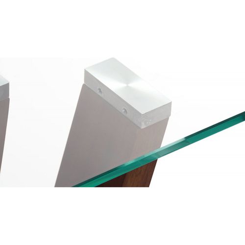 Console Élégance Verre Et Noyer Pour Salon Chic